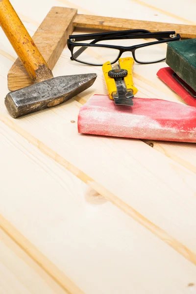 Timmerman tools, diy concept tabel — Stockfoto