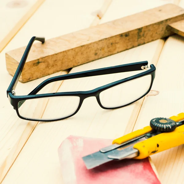 Timmerman tools, diy concept tabel — Stockfoto