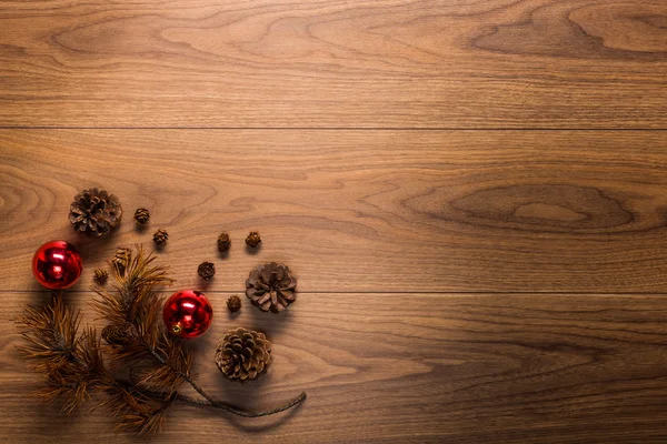크리스마스 테마 배경, 나무 테이블 복사 공간에 — 스톡 사진