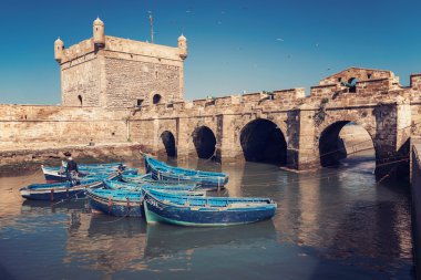Antik Liman ve Essaouira Fas'ta kale görünümü