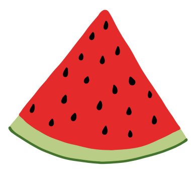 Beyaz arkaplanda izole edilmiş üçgen karpuz dilimi
