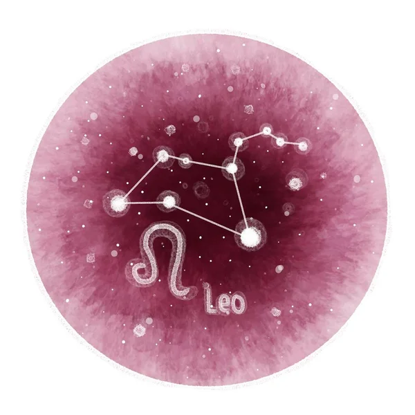 Serie Signos Del Zodiaco Círculo Rojo Aislado Con Constelación Leo — Foto de Stock