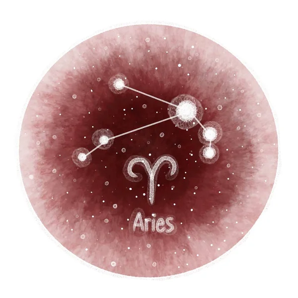 Série Signos Zodíaco Círculo Vermelho Isolado Com Constelações Aries — Fotografia de Stock