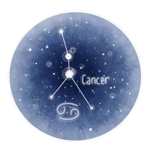 Série Signes Zodiaque Cercle Bleu Isolé Avec Cancer Constellation — Photo