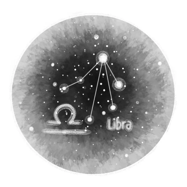 Series Zodiac Signs Isolated Grey Circle Constellation Libra — Stock Photo, Image