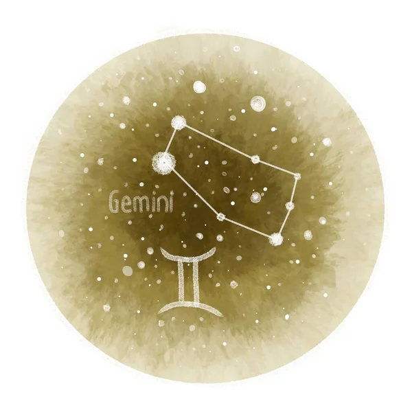 Serie Zodiaktecken Isolerad Beige Cirkel Med Konstellationen Gemini — Stockfoto