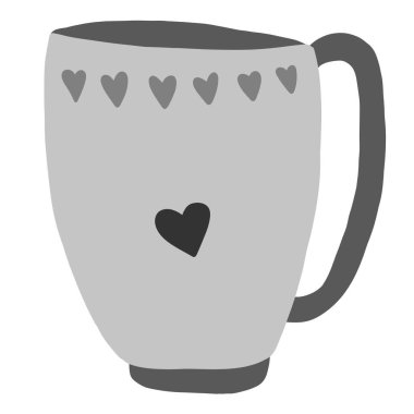 Bir çocuk tarafından çizilmiş gibi bir fincanın parlak basit çizimi