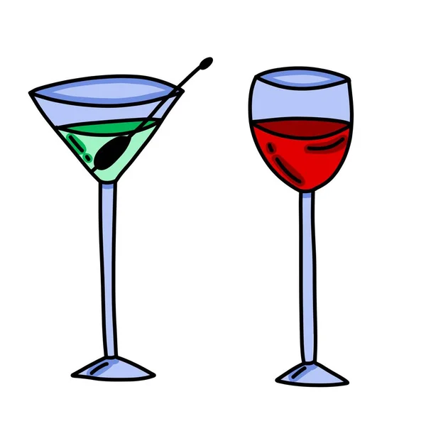 Leuchtende Illustration Von Cocktails Glasgläsern — Stockfoto