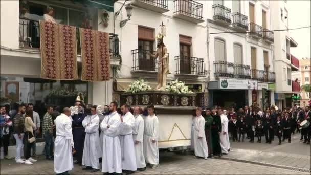 Alora España Abril 2019 Procesión Resurrección Del Domingo Pascua Pueblo — Vídeo de stock