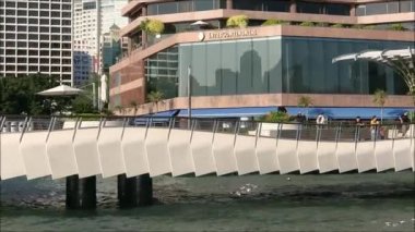 Hong Kong, Çin - Kasım 2019 Kowloon gezinti alanı ve Victoria Limanı manzaralı yüksek binalar