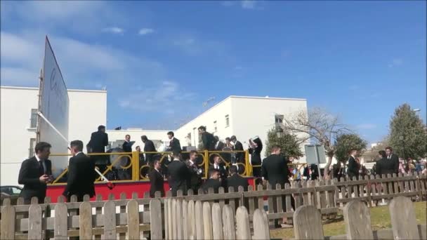 Tarifa Spain March 2019 Municipal Band Performing Pre Easter Concert — Stock Video