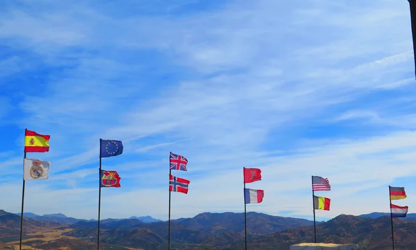 Flags blowing in the wind — Stock Photo, Image