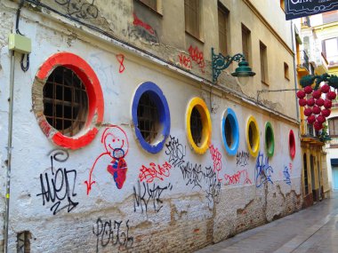 Colourful Portholes in Malaga Street clipart