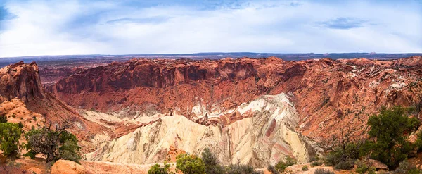Wide Panorama Upheaval Dome Canyonlands Cold April Day — Stock Photo, Image