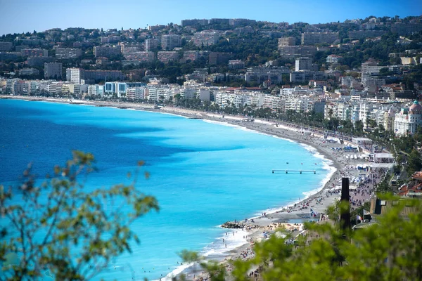 Promenade Des Anglais Negresco Hotel Frente Mar Azul Turquesa Ciudad — Foto de Stock