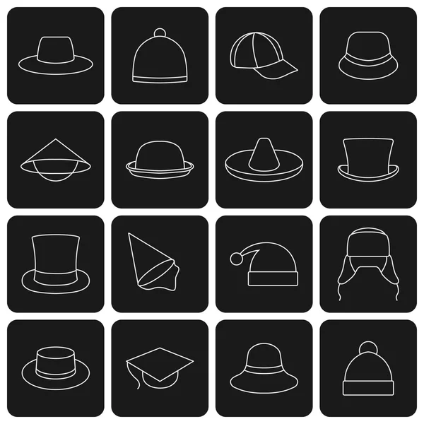 Iconos sombreros, ilustración vectorial . — Archivo Imágenes Vectoriales