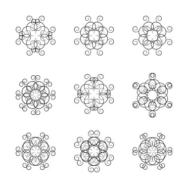 Dairesel süsler, vektör çizim bir dizi.