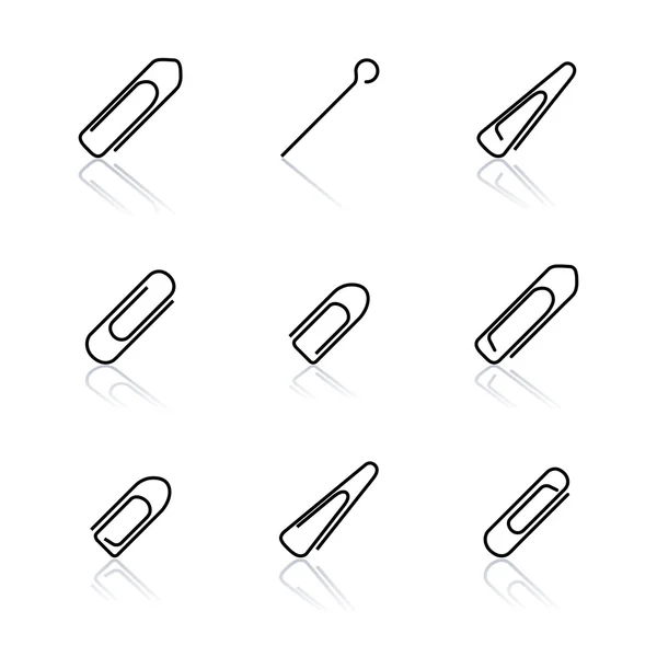 Iconos clip de líneas delgadas, ilustración vectorial . — Archivo Imágenes Vectoriales