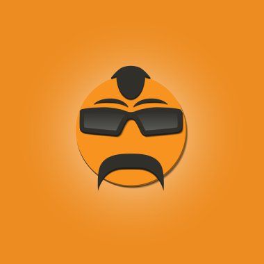 Bıyıklı, vektör çizim komik surat.