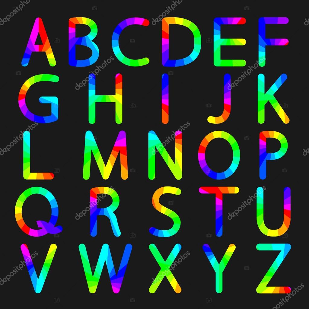 Regenboog letters van het alfabet, vectorillustratie ...