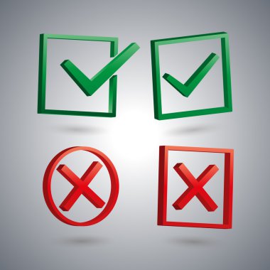 Onay işareti, vektör çizim kümesi.