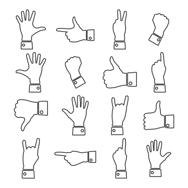 Icone mani, illustrazione vettoriale . — Vettoriale Stock