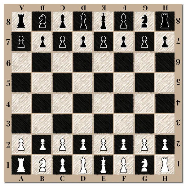 Tablero de ajedrez, ilustración vectorial . — Vector de stock