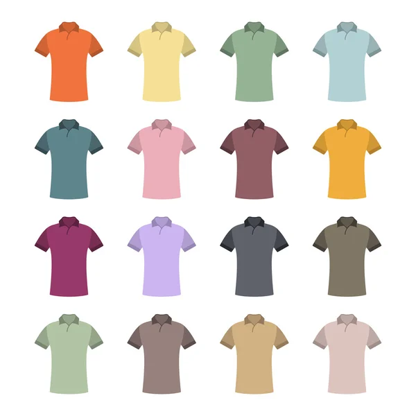 Set gekleurde t-shirts, vectorillustratie. — Stockvector