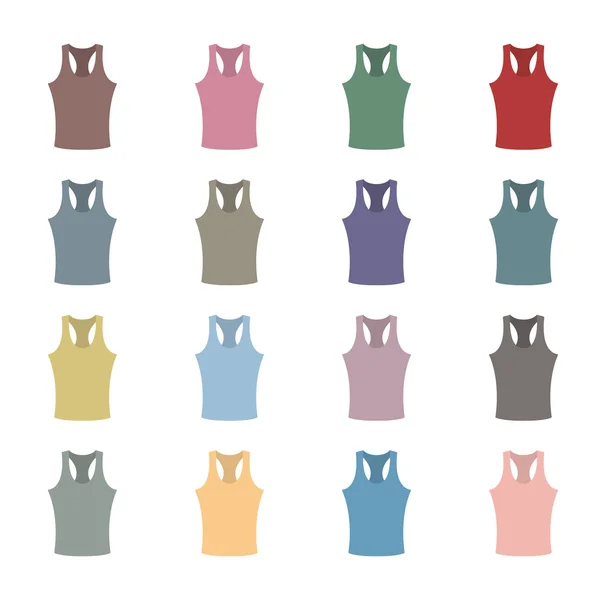 Set gekleurde tank top, vectorillustratie. — Stockvector