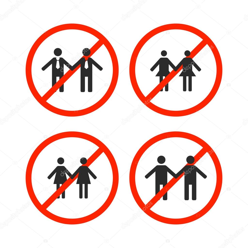Prohibition Sign For Same Sex Marriage Vector Illustration — Stock 