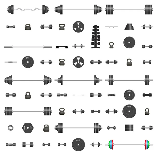 Grande Conjunto Itens Equipamentos Esportivos Elementos Design Para Ginásio Sala — Vetor de Stock