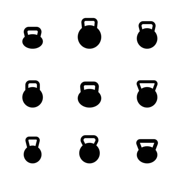 Set Kettlebells Black Icons Isolated White Background Vector Illustration — Stock Vector