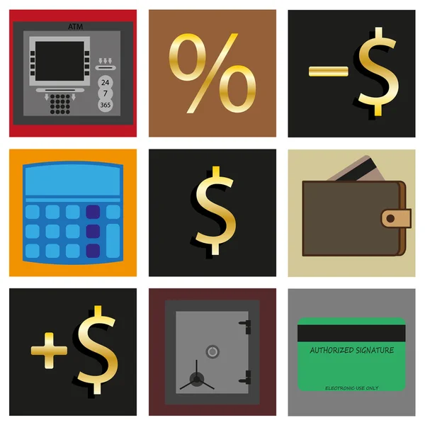 Set of icons. Cash transactions. — Stock Vector