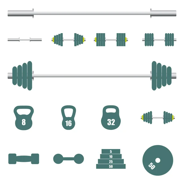 Ícones equipamentos esportivos, ilustração vetorial . — Vetor de Stock