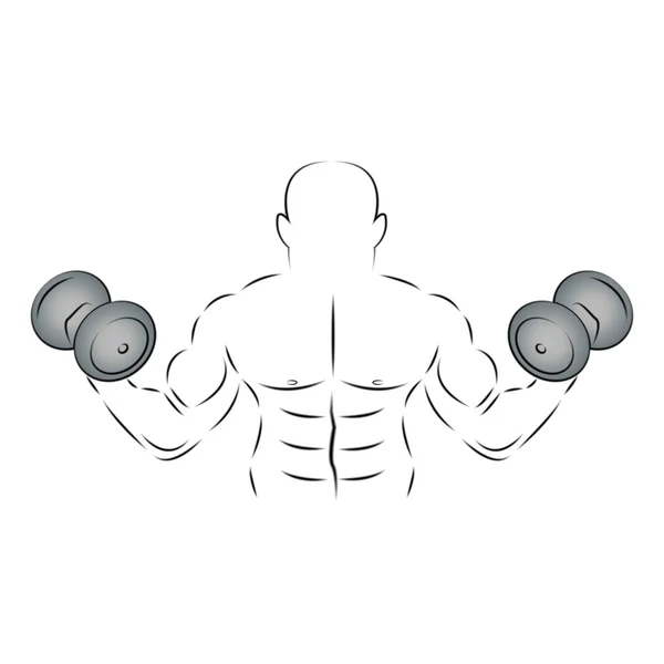 Athlete with two dumbbells, vector illustration. — Stock Vector