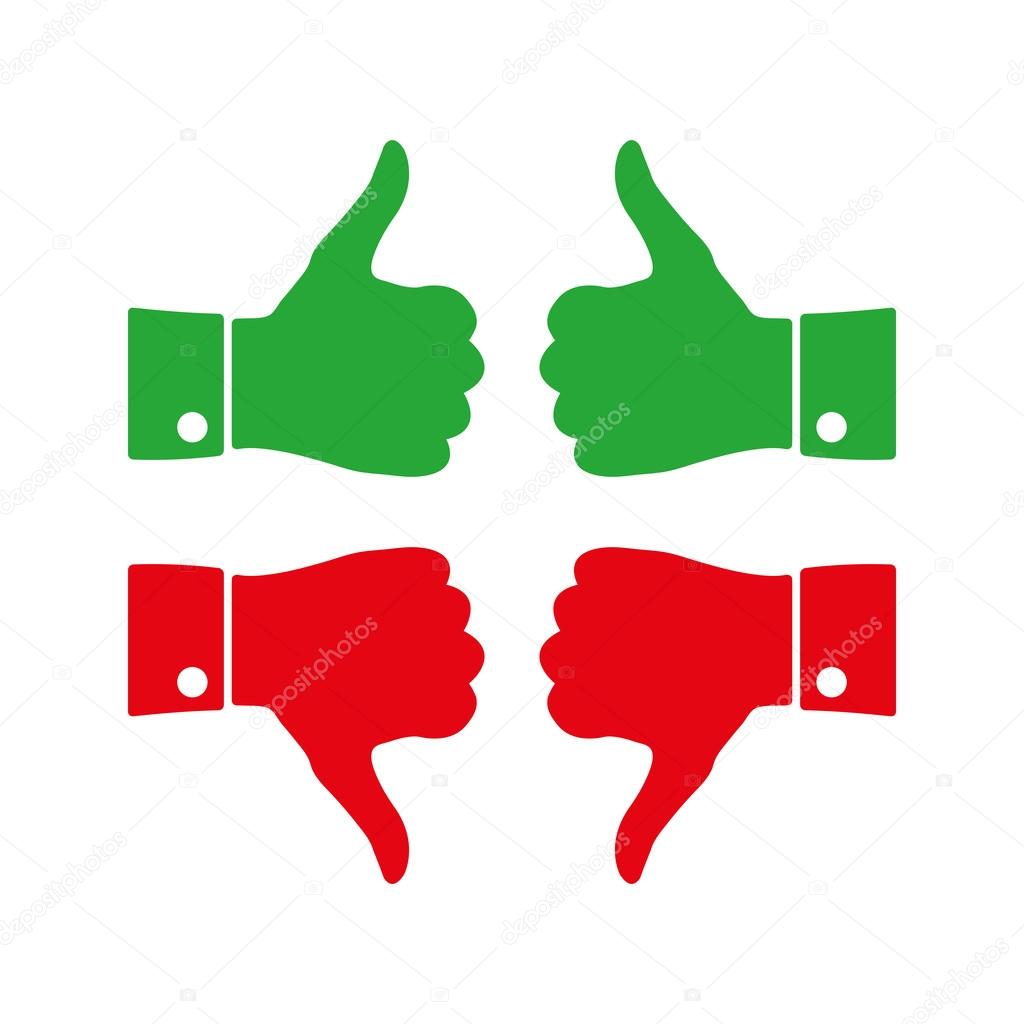 Icons thumbs up and down, vector illustration