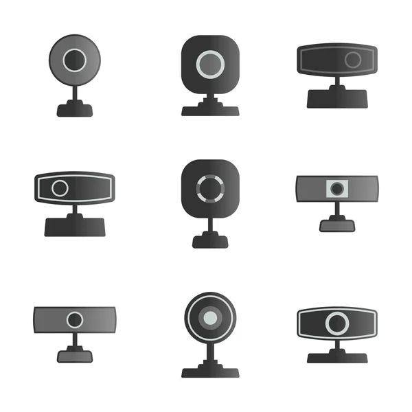 Establecer iconos webcam, vector de ilustración . — Vector de stock