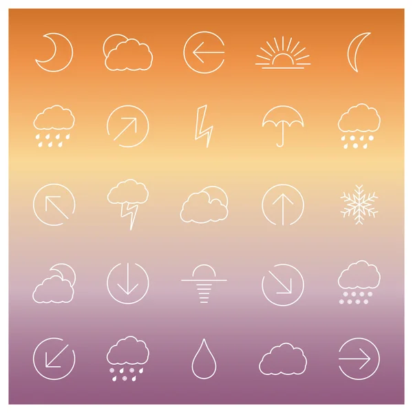Conjunto de iconos meteorológicos lineales, ilustración vectorial — Vector de stock