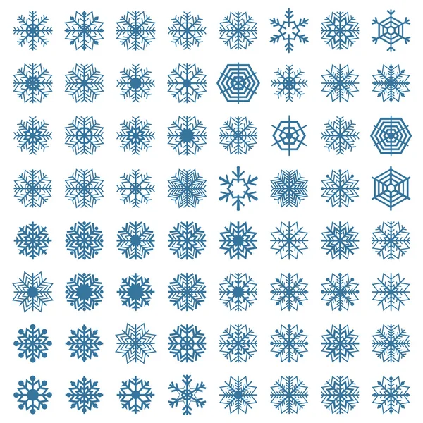 Conjunto de copos de nieve, ilustración vectorial. — Vector de stock