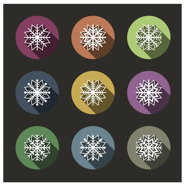 Ikonen der Schneeflocken, Vektorillustration. — Stockvektor