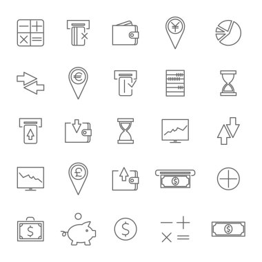 Simgeler finans, illüstrasyon vektör.