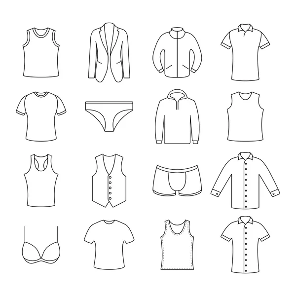 Ícones de roupas, ilustração vetorial . — Vetor de Stock