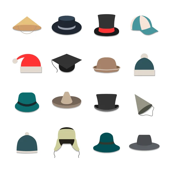 Iconos sombreros, ilustración vectorial . — Archivo Imágenes Vectoriales