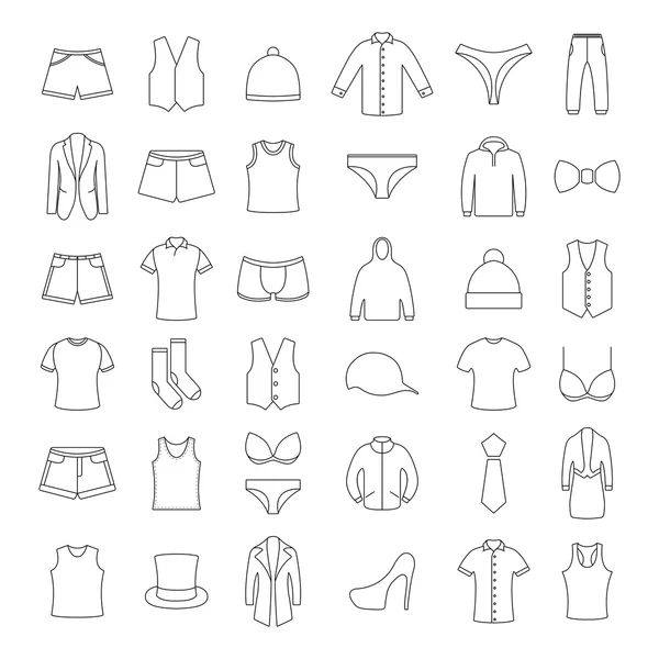 Iconos de ropa, ilustración vectorial . — Vector de stock