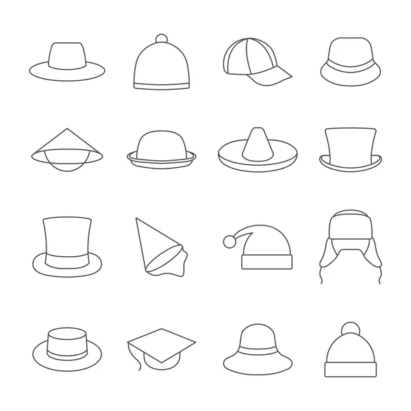 Iconos sombreros, ilustración vectorial . — Vector de stock