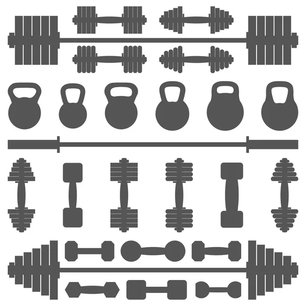 Una serie di attrezzature per la palestra, illustrazione vettoriale . — Vettoriale Stock