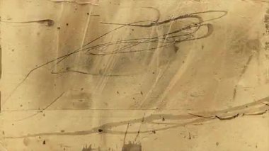 Bej soyut grunge arkaplan, lekelenmiş boya dokusu, yatay fırça izleri, eski kağıt yüzey, soluk lekeli yıpranmış tuval görünümü ve analog sıkıntılı detaylar.