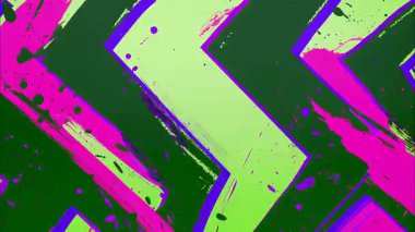 Neon yeşil mor grunge desen arkaplan, geometrik boya şekilleri, kaba soyut yüzey, dışa dönük fırça blokları, yüksek kontrastlı desenli pop sanat tuvali