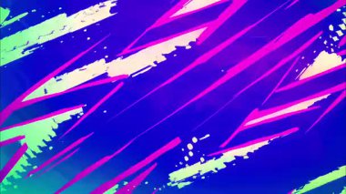 Derin mavi el soyut arka plan, hızlı çapraz fırça çizgileri, neon renk aksanları, grunge çizgi film dokusu, enerjik dışavurumsal hareket yüzeyi