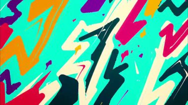 Renkli el boyası soyut arka plan, turkuaz pembe krem rengi siyah şekiller, akışkan fırça hareketi, çizgi roman dokusu, boya lekeli anlamlı sanatsal yüzey